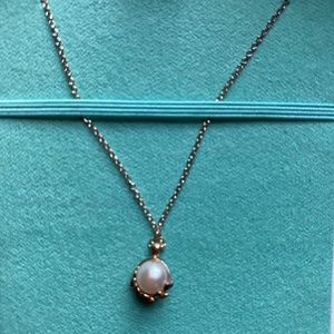 Tiffany & Co. Paloma Picasso Sterling Silver Pearl Olive Leaf Pendant